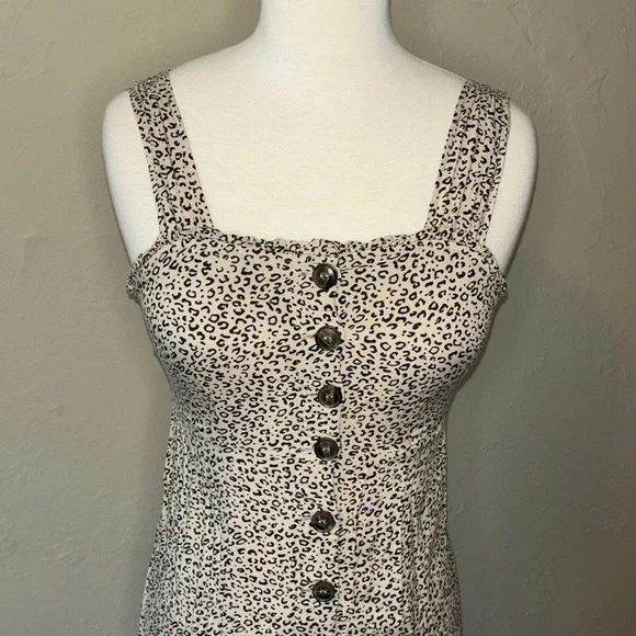 JAPNA stretch button down tan/black cheetah print long dress in women’s small - Picture 3 of 8